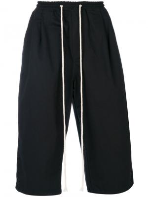 Удлиненные шорты на завязках Yuiki Shimoji. Цвет: черный