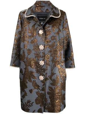 Однобортное пальто с цветочным узором Andrew Gn. Цвет: синий