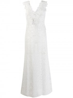 Длинное платье из цветочного кружева Ermanno Scervino. Цвет: белый