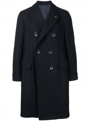 Двубортное пальто Gabriele Pasini. Цвет: синий
