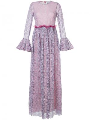 Платье с цветочным узором и расклешенной юбкой Si-Jay. Цвет: розовый и фиолетовый
