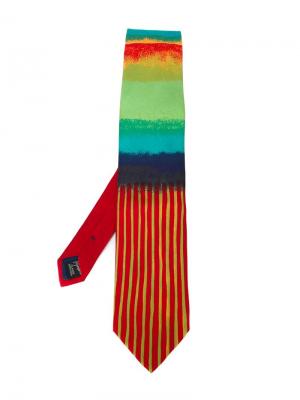 Шелковый галстук с принтом Claude Montana Vintage. Цвет: красный