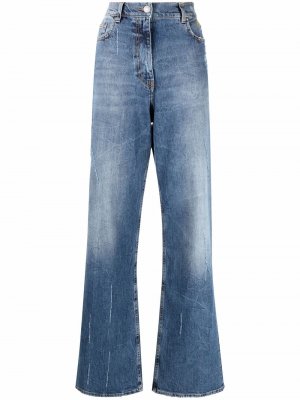 Прямые джинсы с эффектом потертости MSGM. Цвет: синий