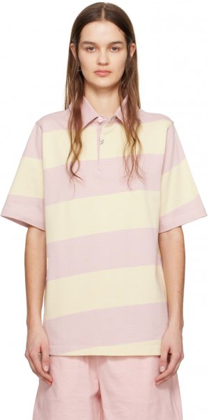 Рубашка-поло в желто-розовую полоску Burberry