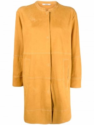 Пальто с потайной застежкой спереди Odeeh. Цвет: оранжевый
