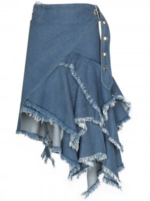 MarquesAlmeida джинсовая юбка асимметричного кроя с оборками Marques'Almeida. Цвет: синий