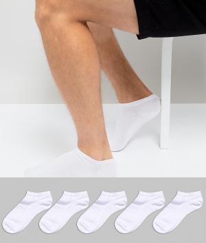 Комплект из 5 пар белых спортивных носков Burton Menswear. Цвет: белый