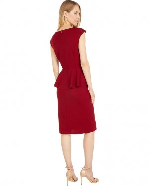 Платье MARINA Stretch Crepe Peplum Dress, цвет Wine