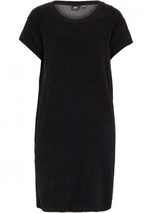 Платье-футболка из махровой ткани, черный Bpc Bonprix Collection