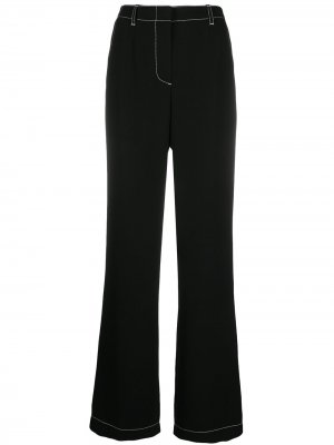 Расклешенные брюки с контрастной строчкой Escada. Цвет: черный