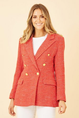 Красный приталенный пиджак из букле , Yumi