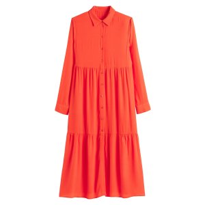 Платье-рубашка LaRedoute. Цвет: оранжевый