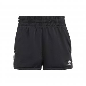 Originals Trefoil Logo Print Side Stripe Elastic High-Waisted Sport Shorts Women Bottoms Black IB7426 Adidas