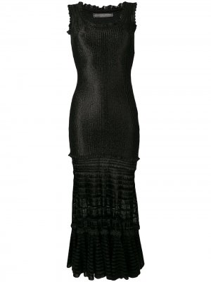 Вязаное платье миди Alexander McQueen. Цвет: черный
