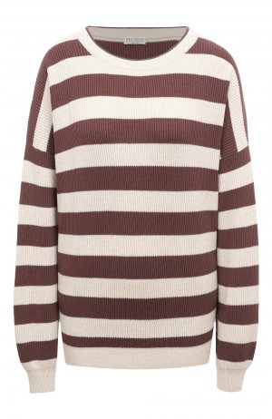 Хлопковый пуловер Brunello Cucinelli. Цвет: бордовый