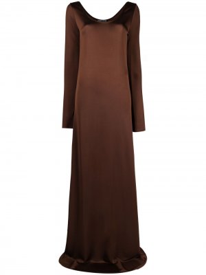 Расклешенное платье макси с длинными рукавами Kwaidan Editions. Цвет: коричневый