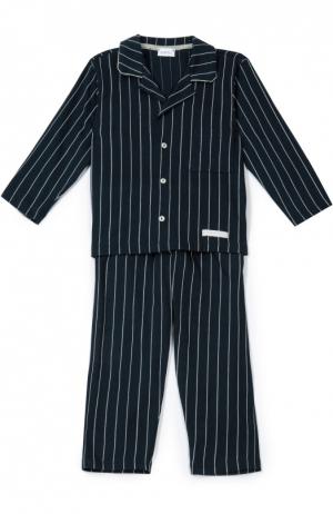 Хлопковая пижама в полоску Grigioperla. Цвет: темно-синий