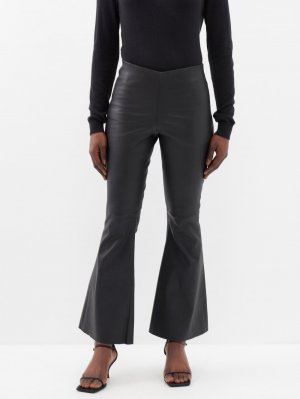 Расклешенные кожаные брюки evyline с высокой посадкой , черный By Malene Birger