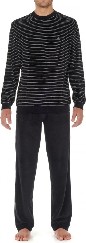 Норманский бархатный комплект домашней одежды , цвет Black/White Stripes HOM