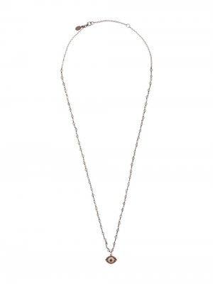 14kt rose gold Mykonos diamond Lucky Eye pendant necklace Jemma Sands. Цвет: серый