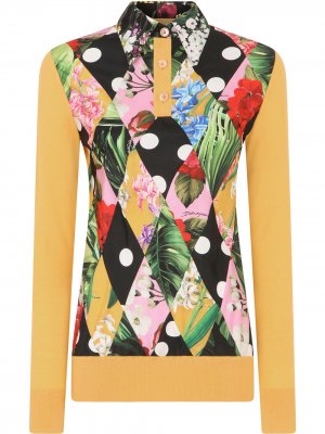 Трикотажная рубашка поло Dolce & Gabbana. Цвет: желтый