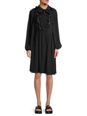 Платье Ari с воротником-стойкой и рюшами , черный Ungaro