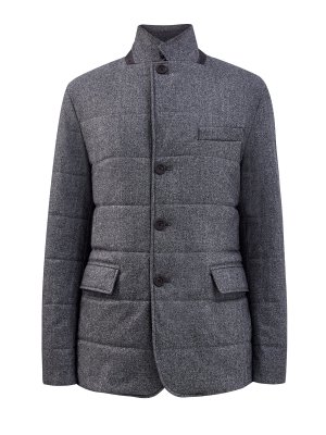 Утепленная куртка из шерстяной фланели с лацканами CANALI. Цвет: серый