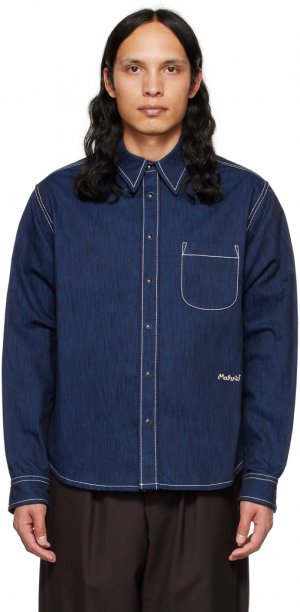 Синяя джинсовая рубашка с вышивкой Marni