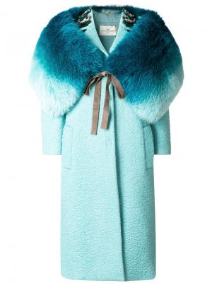 Декорированное пальто с прорезями Anya Hindmarch. Цвет: синий