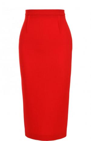 Однотонная шерстяная юбка-карандаш Roland Mouret. Цвет: красный