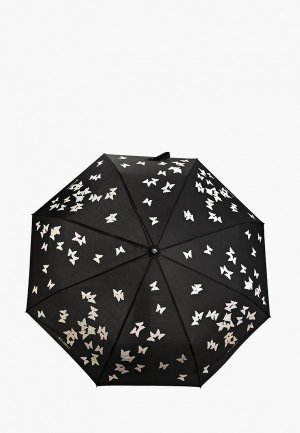Зонт складной Flioraj c проявляющимся рисуноком. Цвет: черный