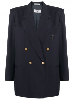 Двубортный пиджак 1980-х годов Valentino Pre-Owned. Цвет: синий