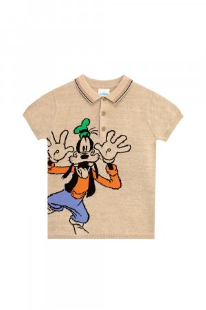 Вязаная рубашка-поло Mickey And Friends Goofy , бежевый Disney
