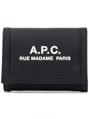 Кошелек с принтом логотипа A.P.C.. Цвет: черный
