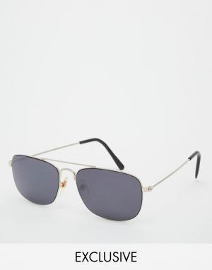 Солнцезащитные очки-авиаторы Reclaimed Vintage. Цвет: серебряный