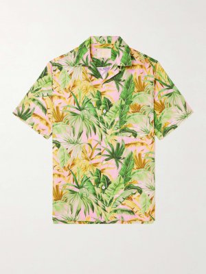 Тропическая рубашка с откидным воротником из льна и хлопка принтом PORTUGUESE FLANNEL, мульти Flannel