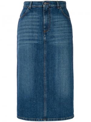Джинсовая юбка-карандаш Alexa Chung. Цвет: синий
