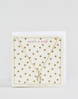 Новогоднее ожерелье с подарочной открыткой Johnny Loves Rosie. Цвет: золотой