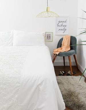 Комплект белого постельного белья с пайетками для двуспальной кровати -Белый River Island