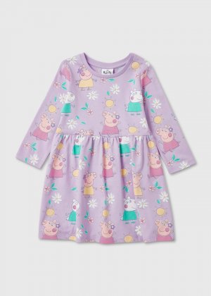 Детское сиреневое платье с принтом и длинными рукавами (9 мес.–5 лет) Peppa Pig