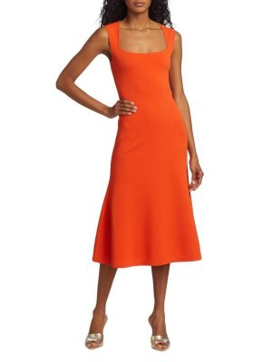 Компактное вязаное платье-миди с оборками, оранжевый Stella McCartney