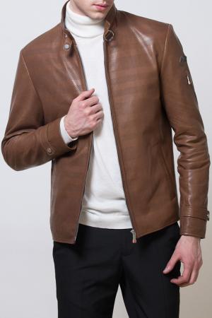 Куртка кожаная перфорированная ALFREDO GALLIANO. Цвет: светло-коричневый