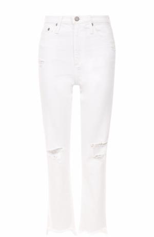 Укороченные джинсы с потертостями Ag. Цвет: белый