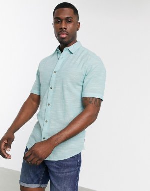 Фактурная приталенная рубашка мятного цвета с короткими рукавами -Зеленый цвет Only & Sons
