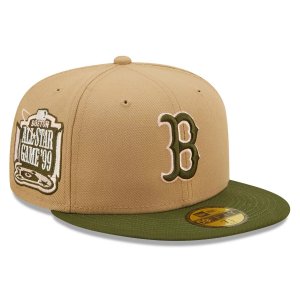 Мужская кепка New Era хаки/оливкового цвета Boston Red Sox розового 59FIFTY приталенная шляпа