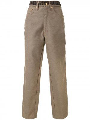 Укороченные брюки с логотипом на поясе Fendi Pre-Owned. Цвет: коричневый