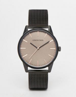 Классические коричневые часы с сетчатым браслетом UNKNOWN. Цвет: черный
