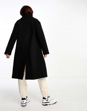 Черное непринужденное формальное пальто на пуговицах New Look. Цвет: черный