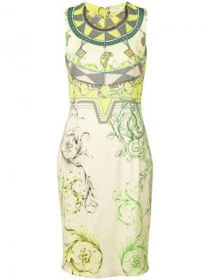 Короткое платье с принтом Versace Collection. Цвет: зеленый