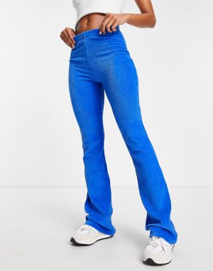 Кобальтово-синие расклешенные брюки из эластичного вельвета Topshop